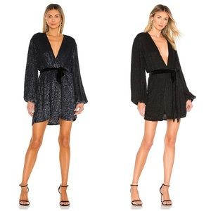 Celeb & BLOGGER FAVE RETROFETE Gabrielle Dress Robe Wrap Sequin Black NEW XS